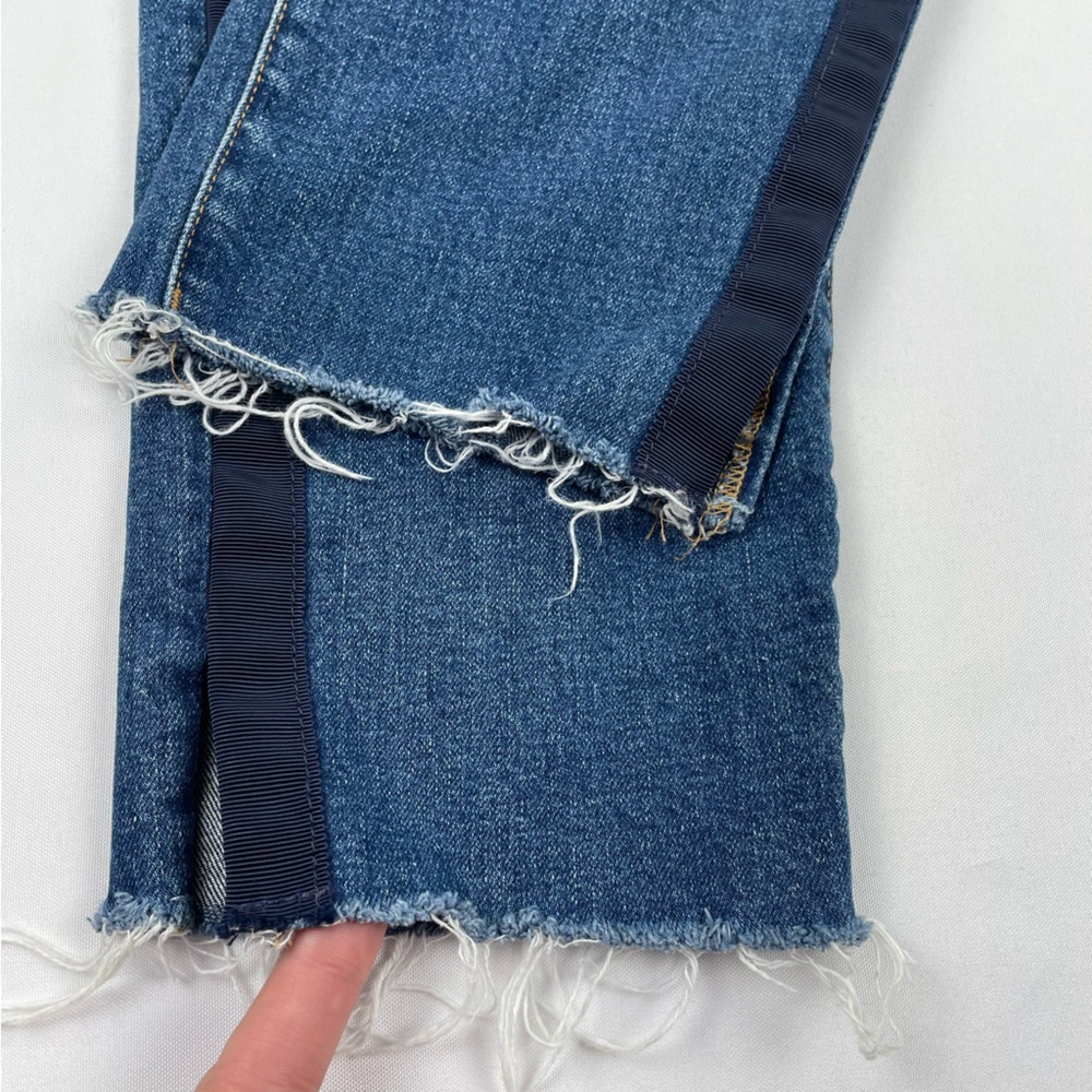 Halogen Jeans Straight Crop Womens Size 30x23” Frayed Ankle Embroidered Denim - Picture 5 of 14